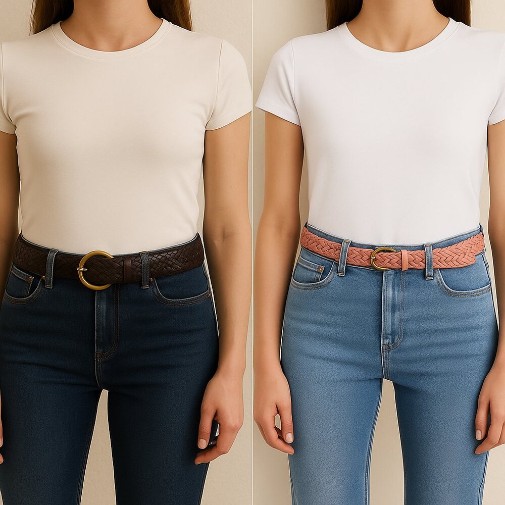 2-Belt Bundle | Braided Belts | Size Medium | NWOT | Gold Buckle